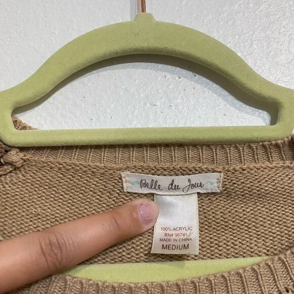 Belle Du Jour Leopard Print High Low Hem Sweater Sz M - Picture 5 of 12